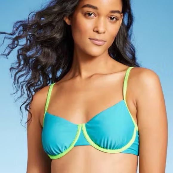 New Wild Fable Blue And Green Bikini Top